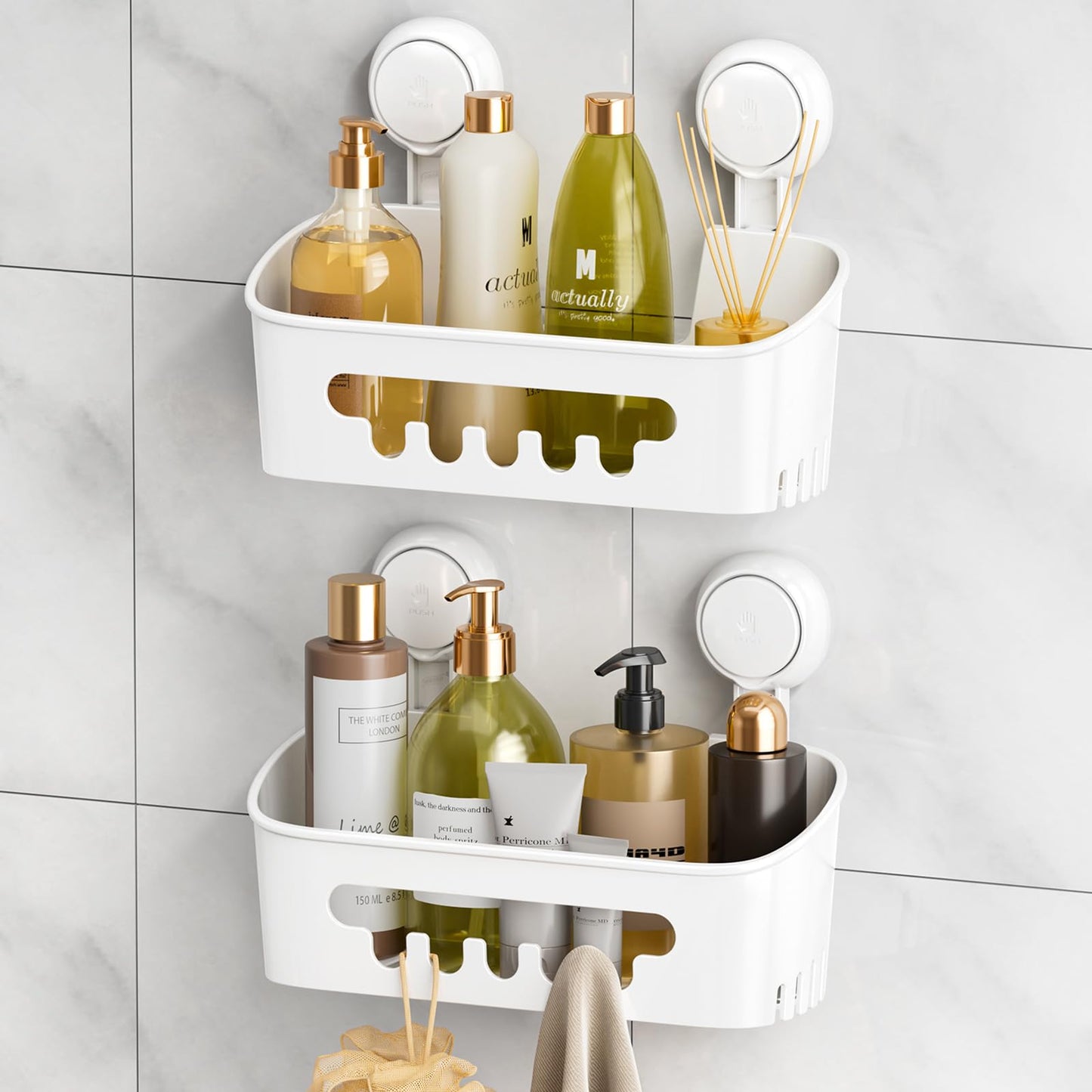 LEVERLOC Shower Caddy Suction Cup Shower Shelf