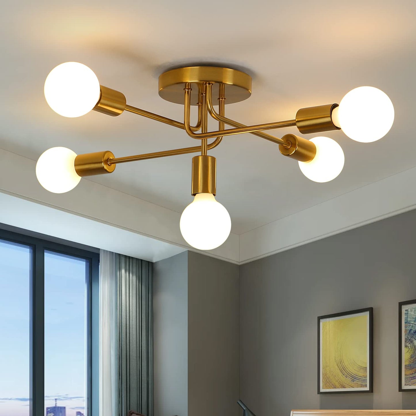 AUA Modern Sputnik Chandelier Ceiling Light