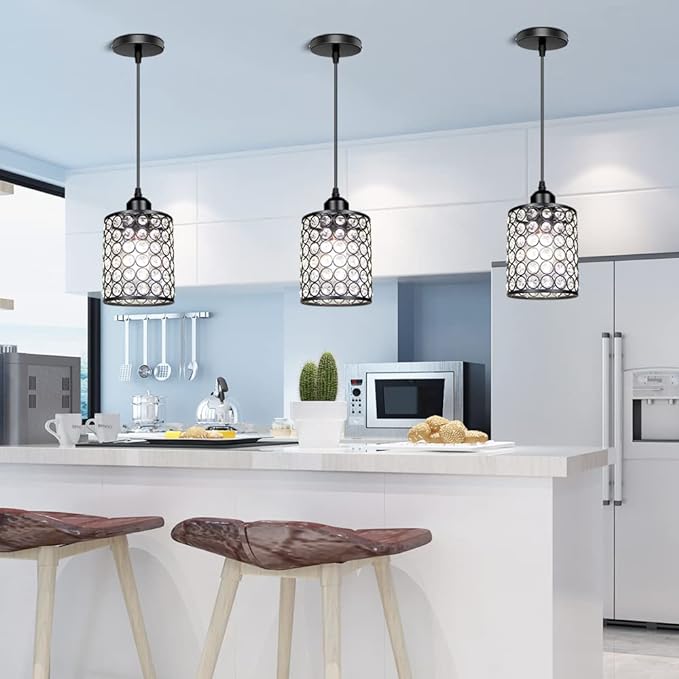 Bingotec 3 Pack Crystal Pendant Lights