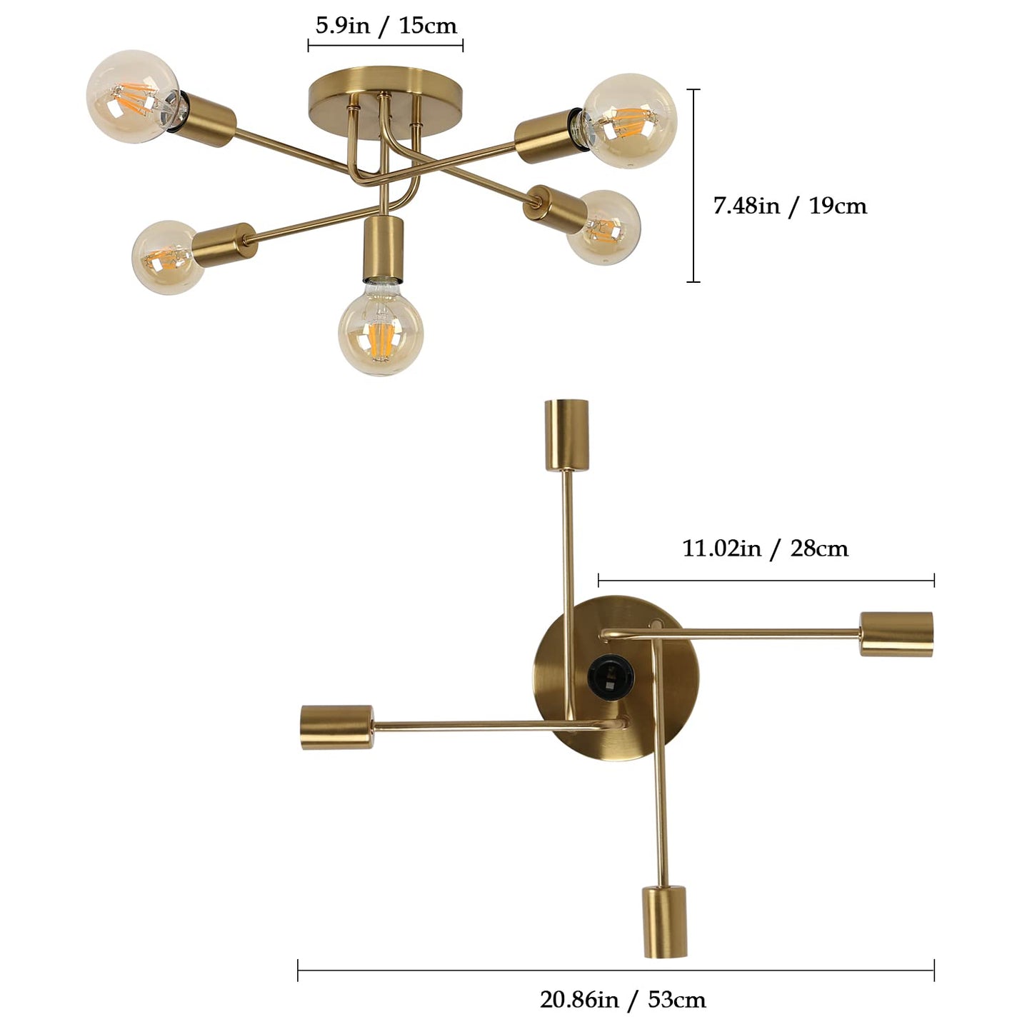 AUA Modern Sputnik Chandelier Ceiling Light