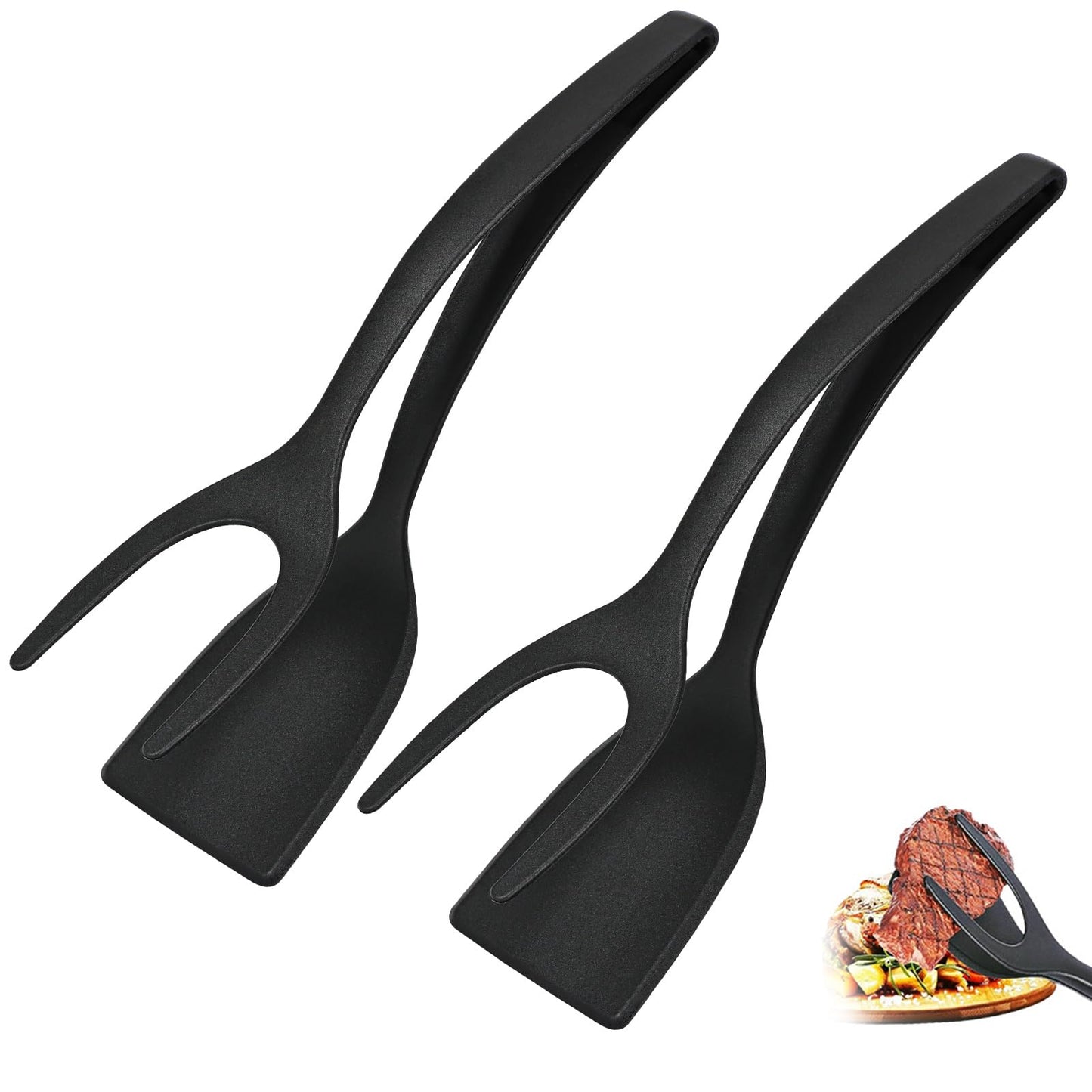 2in1 Grip and Flip Spatula Tongs Egg Flipper