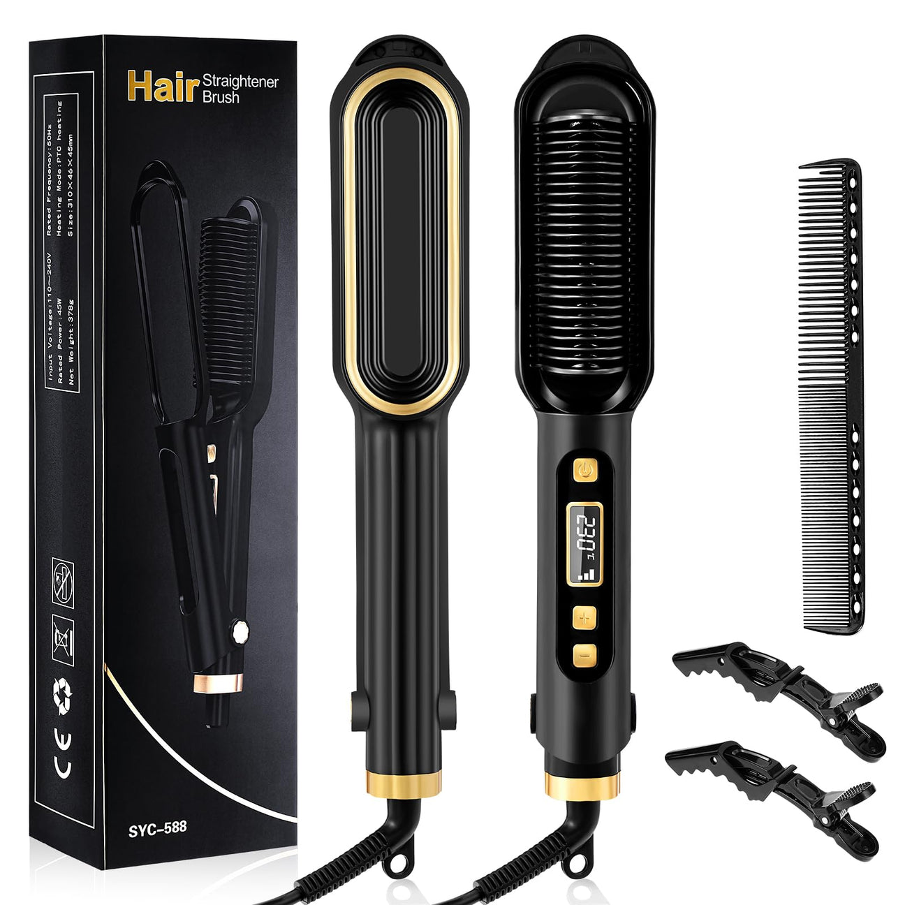 Hair Straightening Brush 2in1