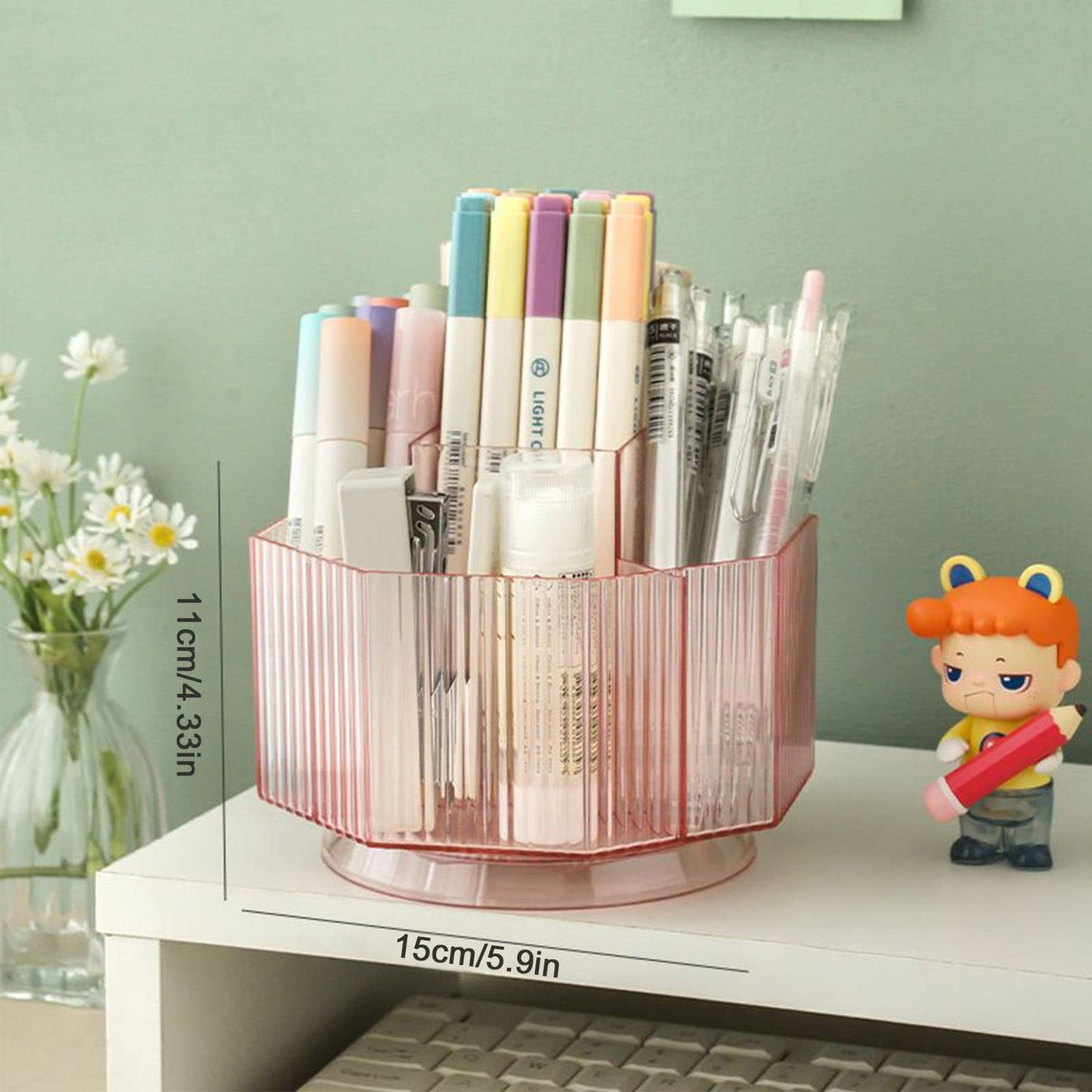 LINFIDITE 360 Rotating Pink Makeup Brush Holder