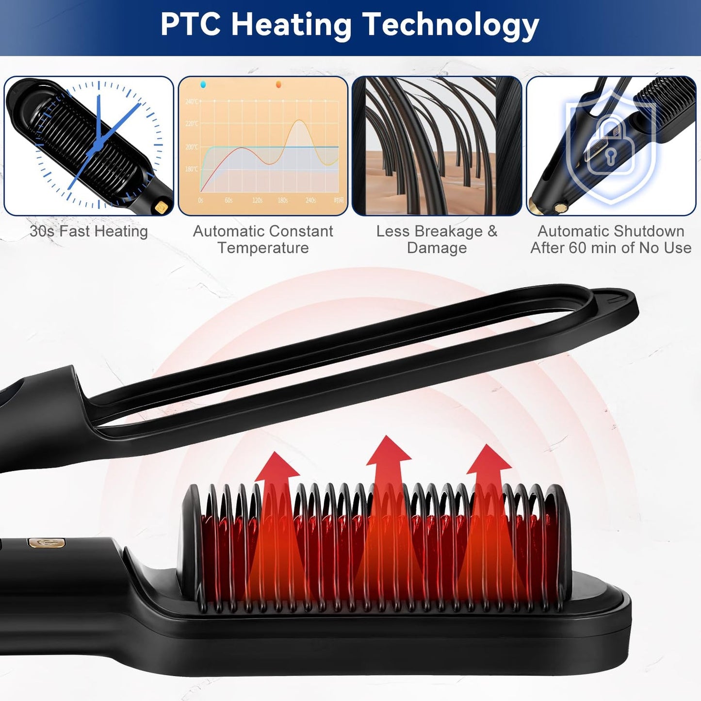 Hair Straightening Brush 2in1