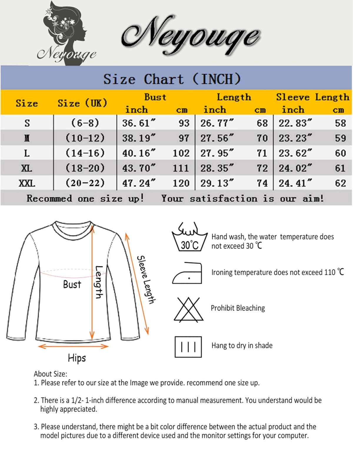 NEYOUQE Long Sleeve T-Shirt for Women