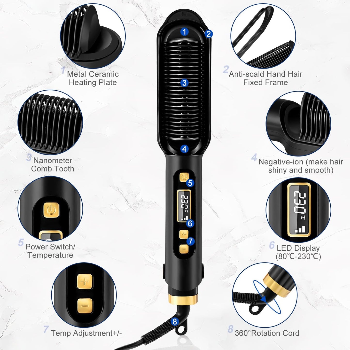 Hair Straightening Brush 2in1