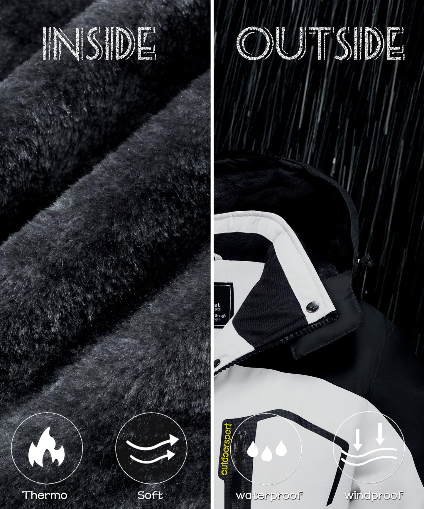 TACVASEN Outdoor Waterproof Jacket White