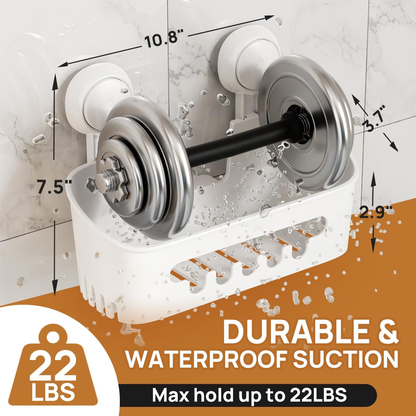 LEVERLOC Shower Caddy Suction Cup Shower Shelf