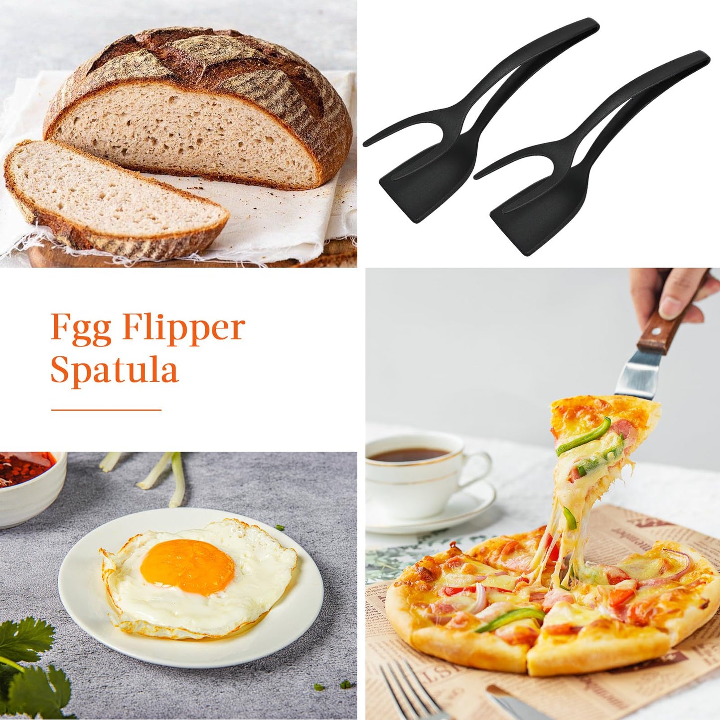 2in1 Grip and Flip Spatula Tongs Egg Flipper