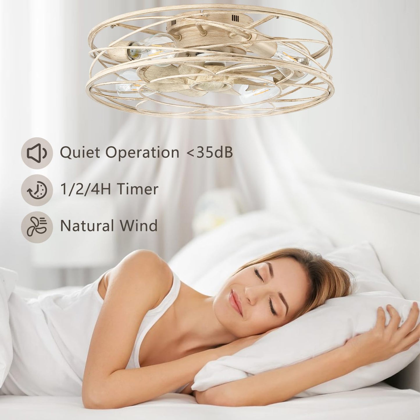 MOSSCO Caged Ceiling Fans with Lights & Remote