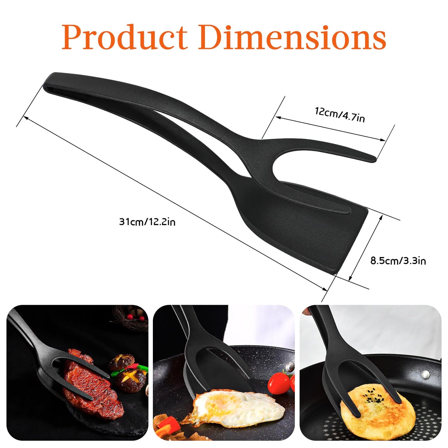 2in1 Grip and Flip Spatula Tongs Egg Flipper