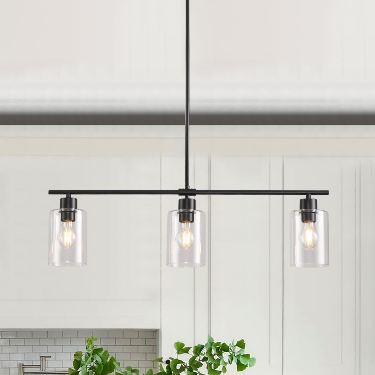 MRHYSWD 3 Lights Glass Pendant Light Fixtures