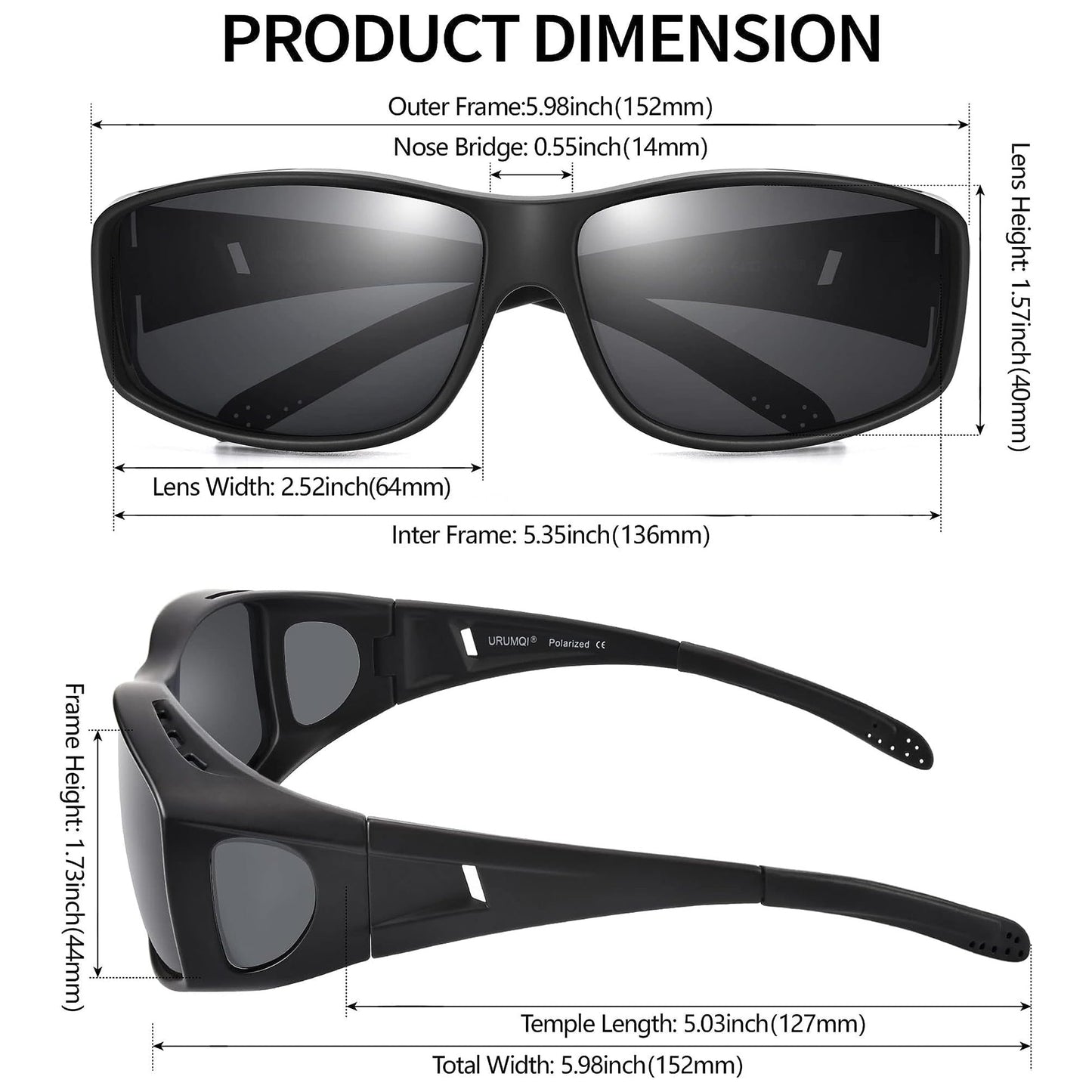URUMQI Polarised Sunglasses Over Prescription Glasses
