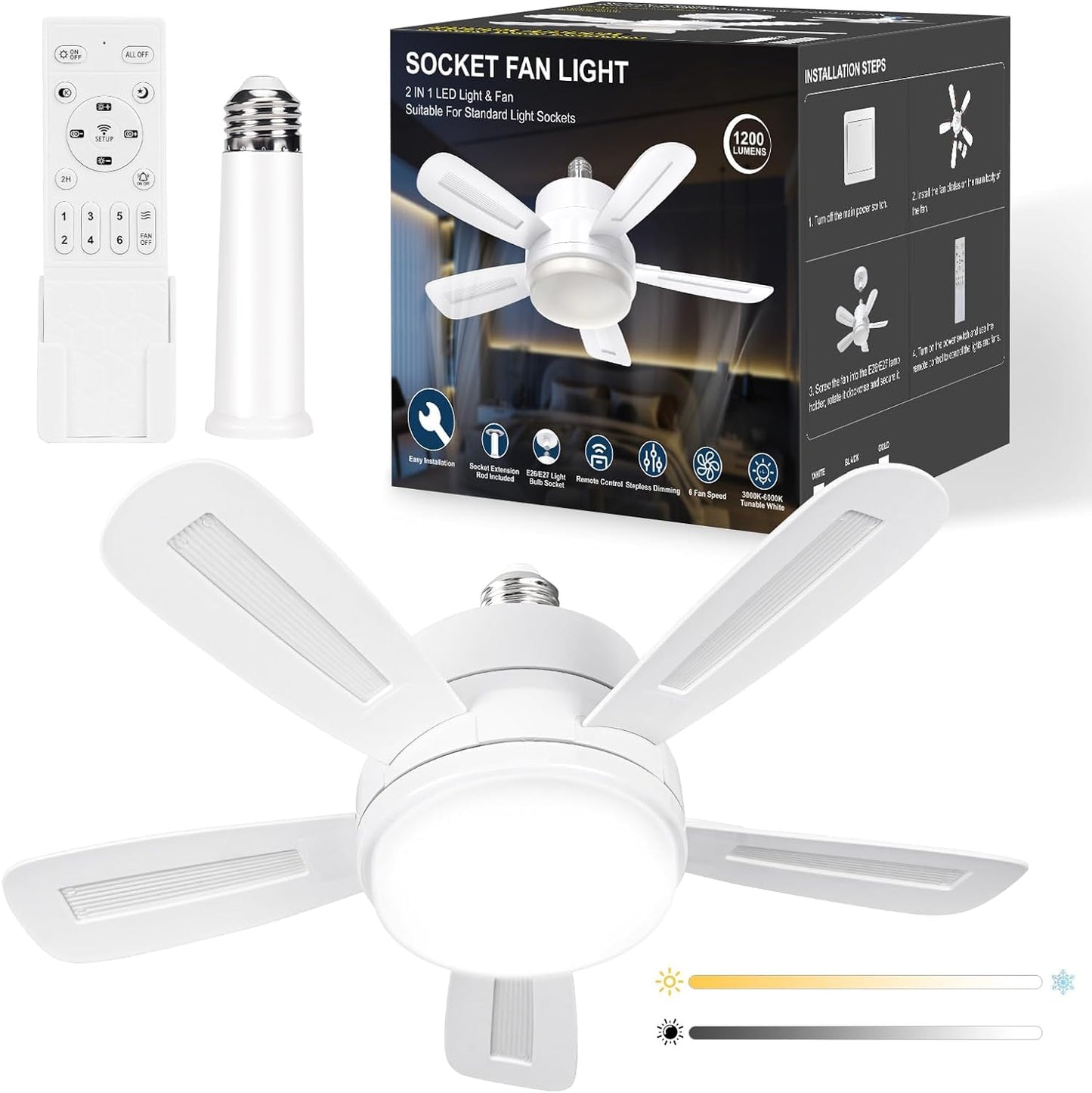 REYLAX Ceiling Fans with Lights and Remote