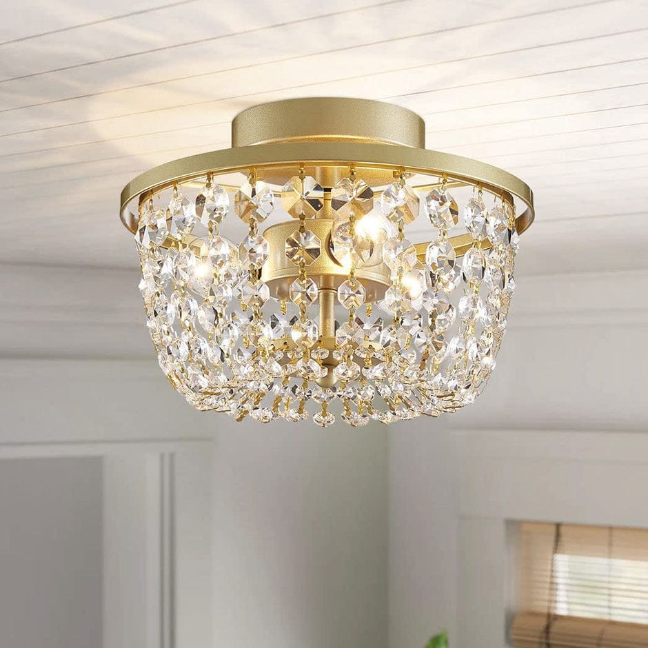 WUZUPS Crystal Chandelier Semi-Flushmount Ceiling Light