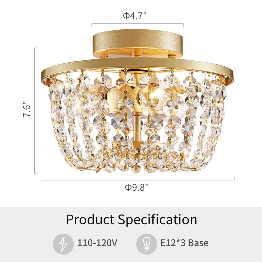 WUZUPS Crystal Chandelier Semi-Flushmount Ceiling Light