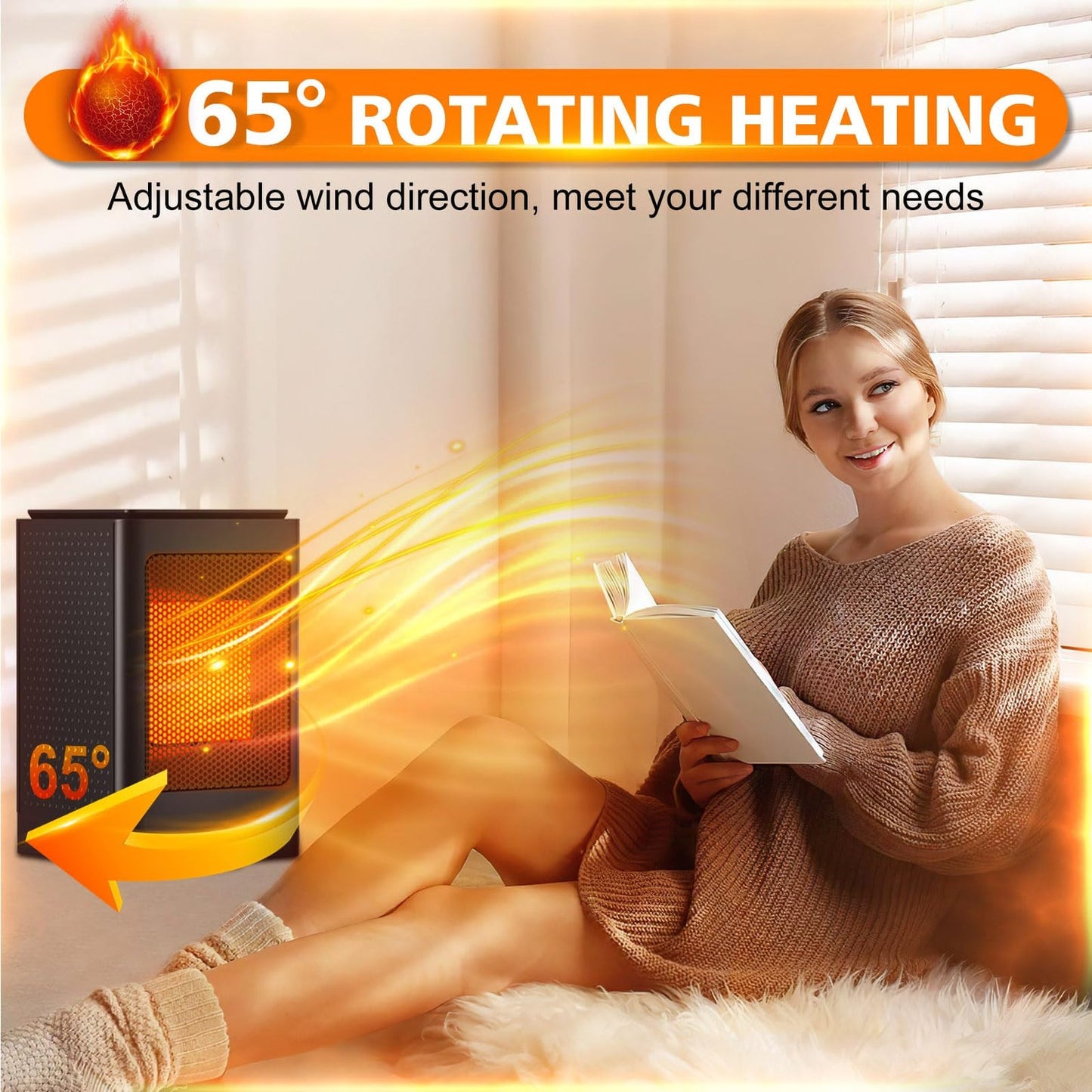 Fan Heater, Portable Space Heater, 1500W PTC
