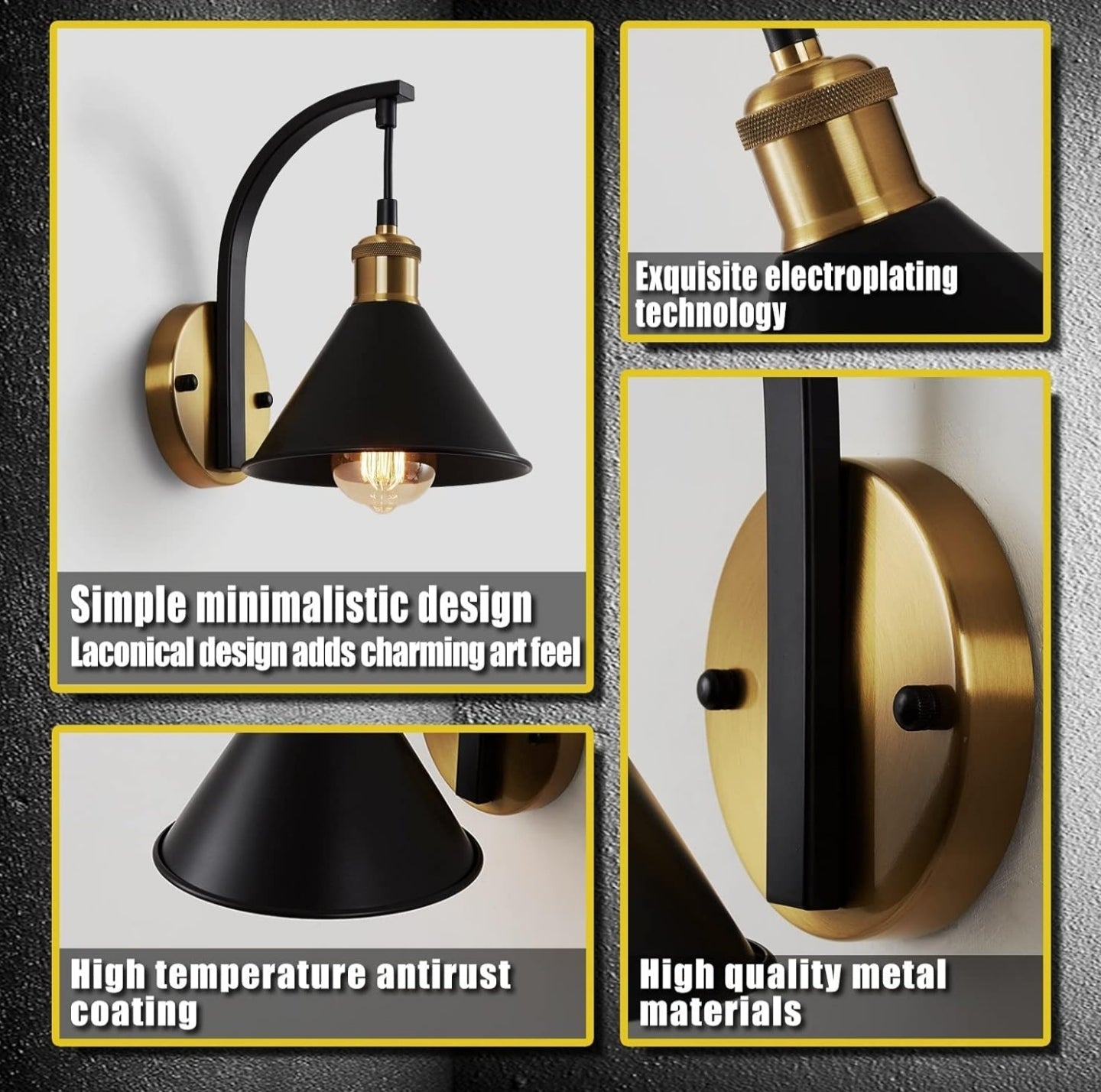 ENCOFT Wall Lights Industrial Black and Gold
