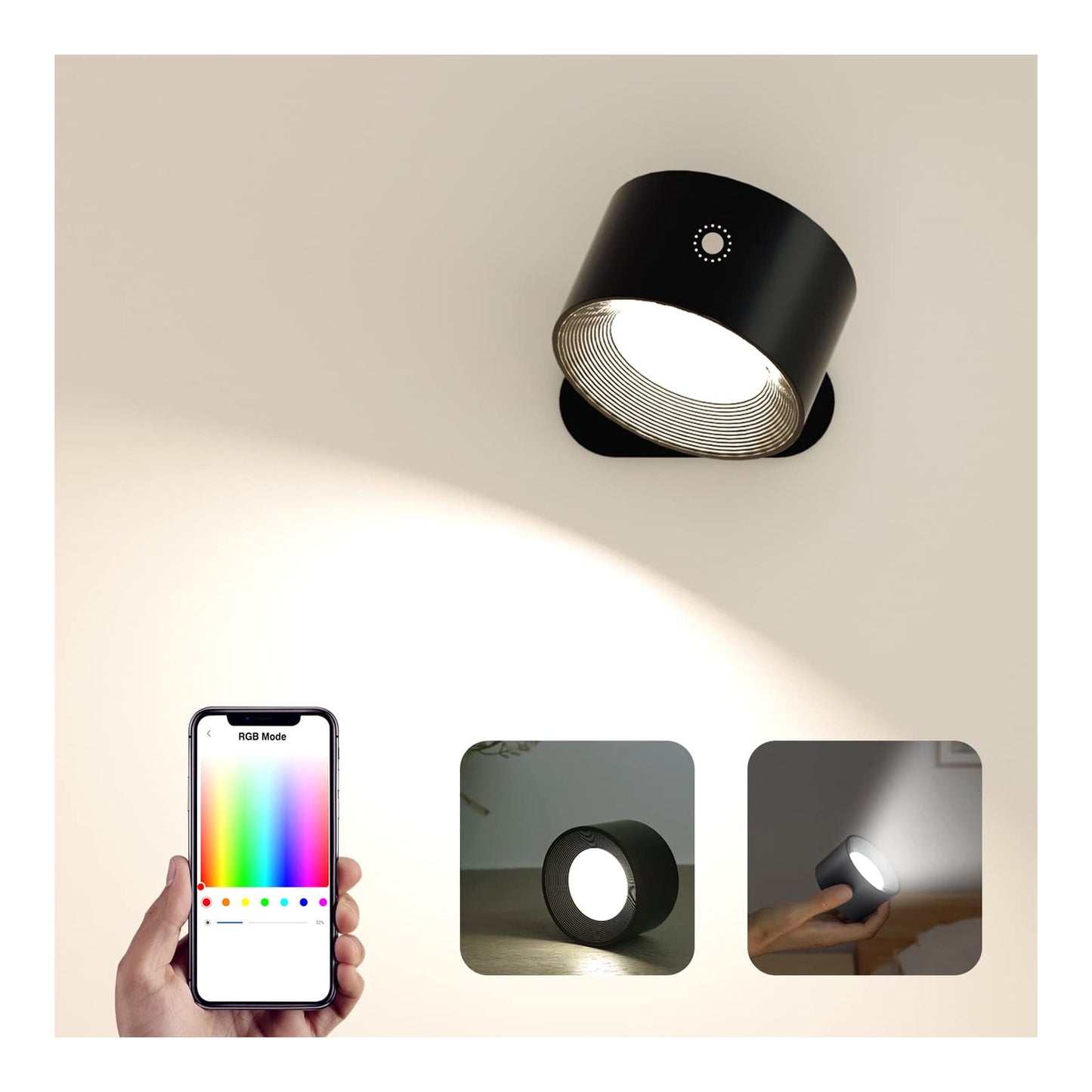 Wall Light Indoor with Remote Control Dimmable and Rechargeable Battery