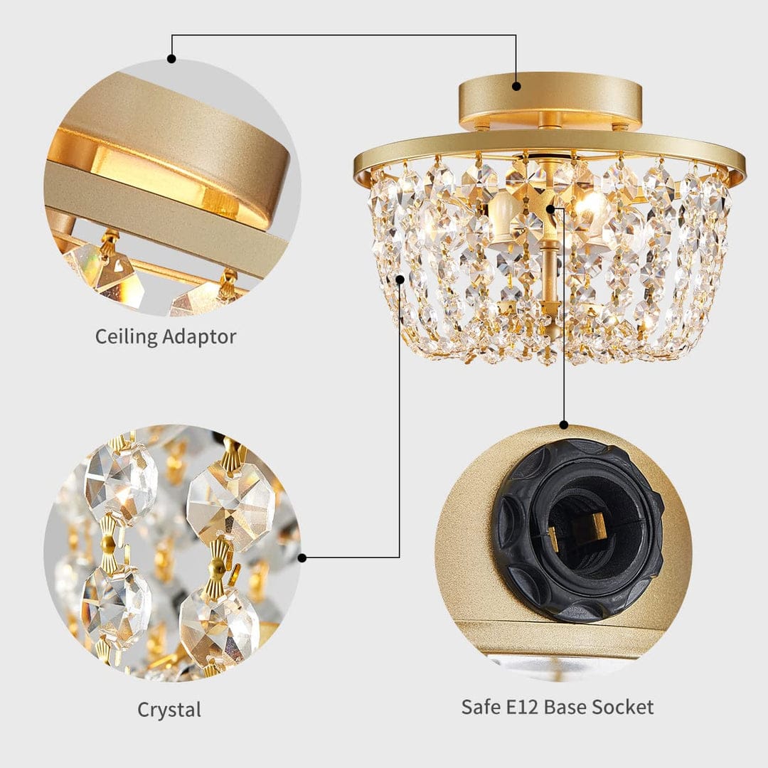 WUZUPS Crystal Chandelier Semi-Flushmount Ceiling Light