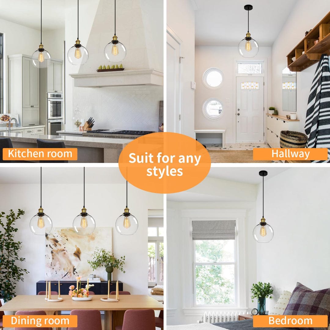 FORCOSO 3PCS Vintage Glass Pendant Light