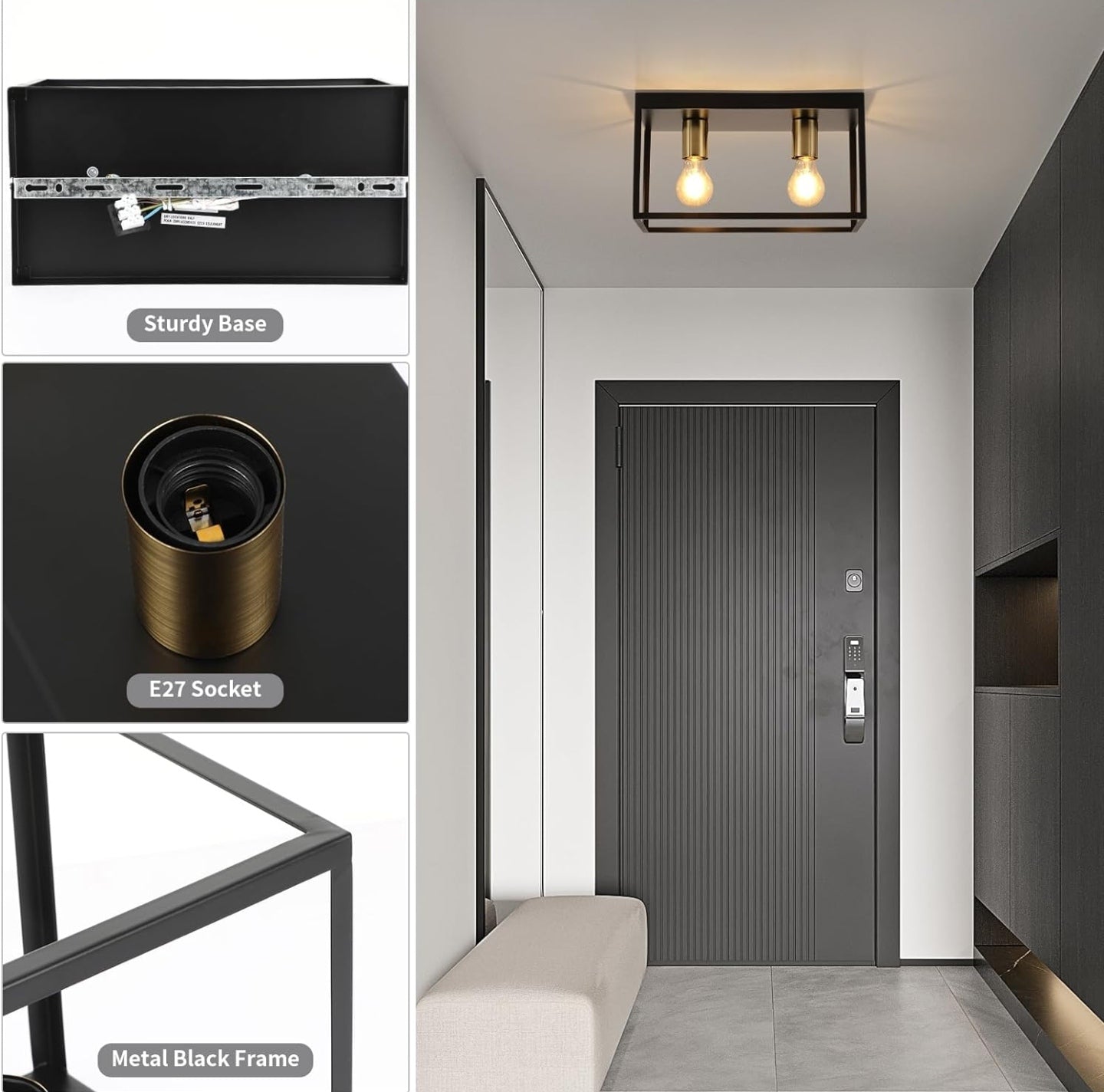FORCOSO Black Ceiling Lights 2 Lights