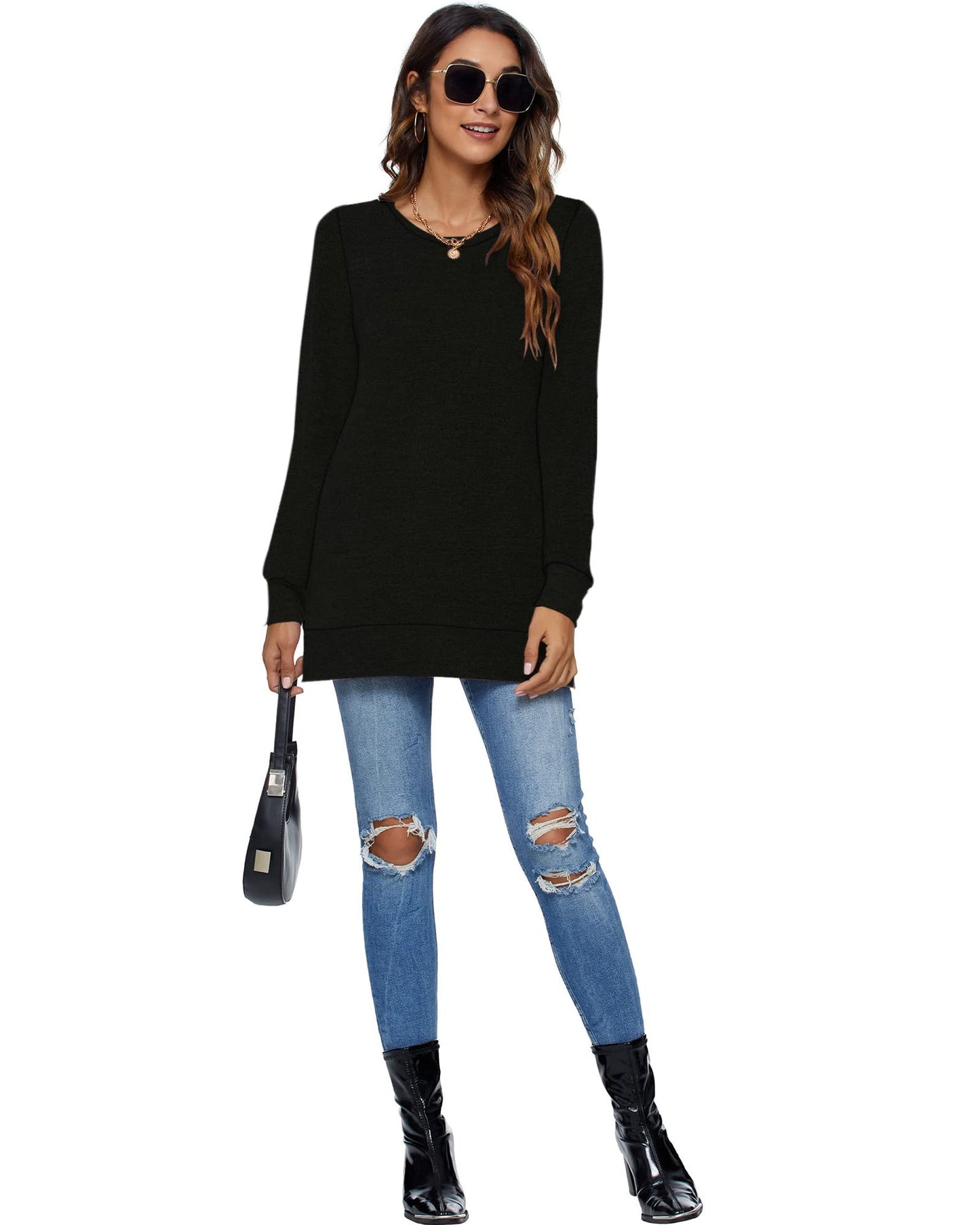 PLOKNRD Tops for Women. Ladies Winter Basic Sweatshirt