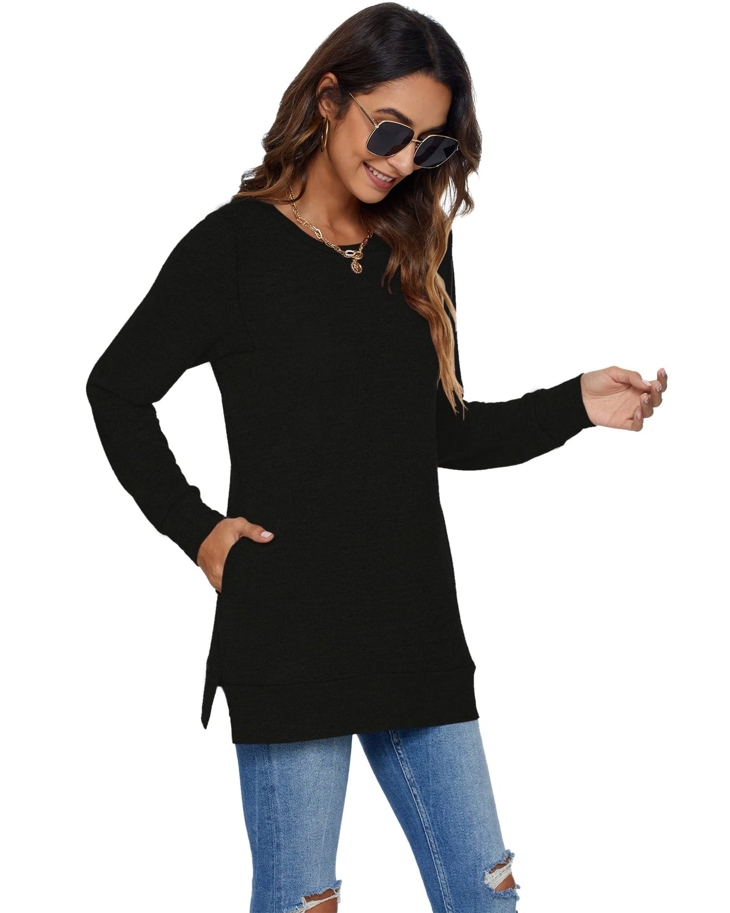 PLOKNRD Tops for Women. Ladies Winter Basic Sweatshirt