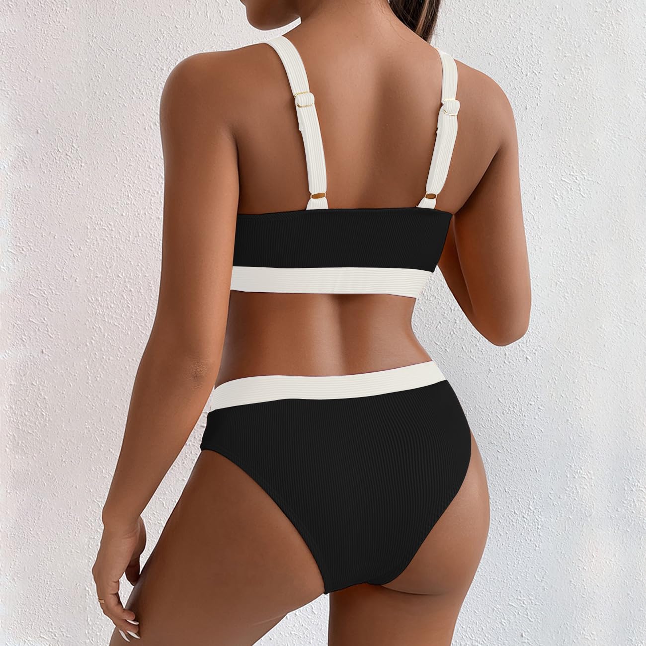 FDEETY Womens Bikini Sets High Waisted Color Block