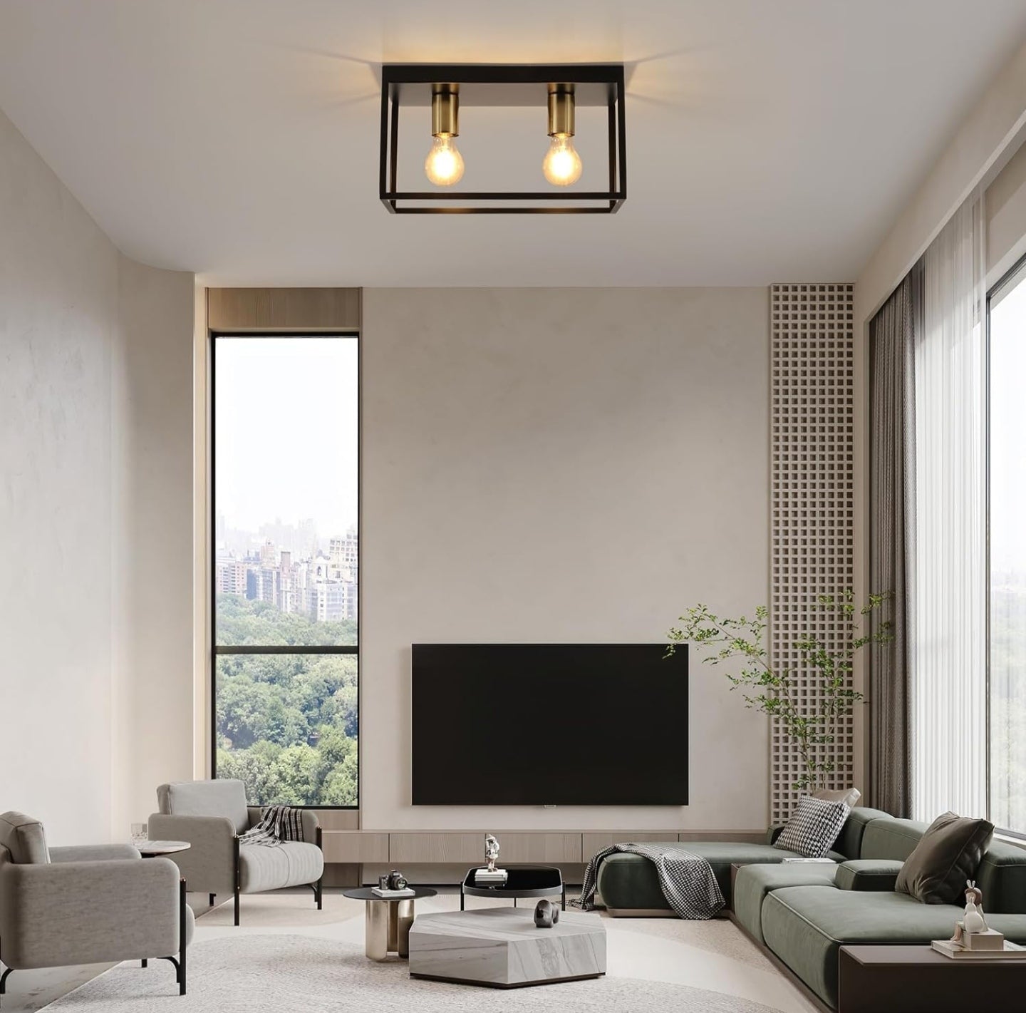 FORCOSO Black Ceiling Lights 2 Lights