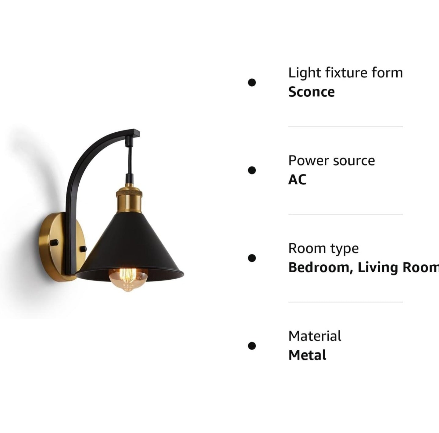 ENCOFT Wall Lights Industrial Black and Gold
