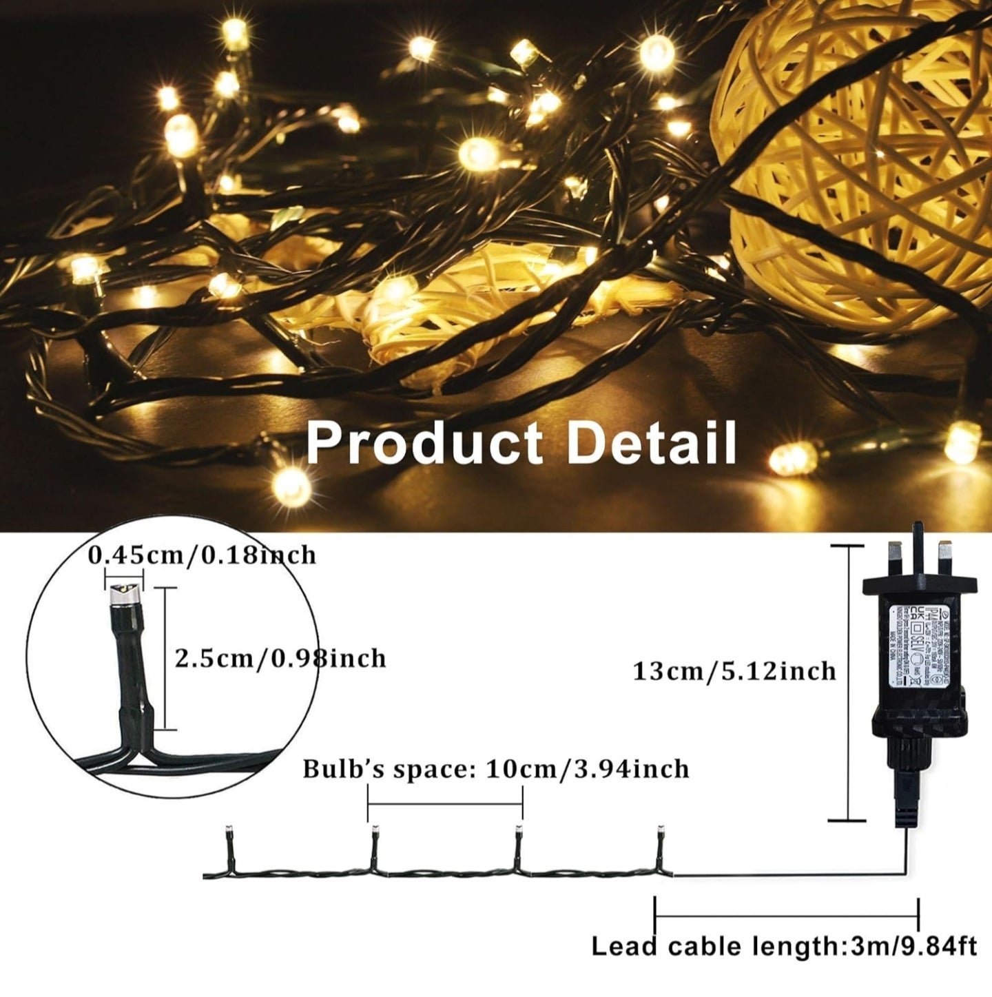 YOSION 50M LED String Fairy Lights On Dark Green Cable with Various Light Effects