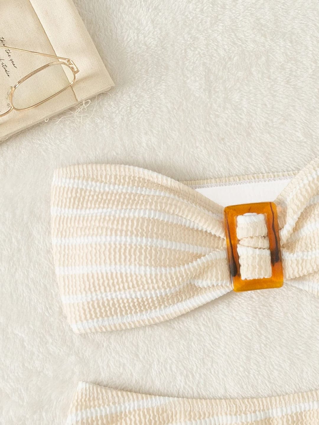 Women Striped Printed Bandeau Bikini Set