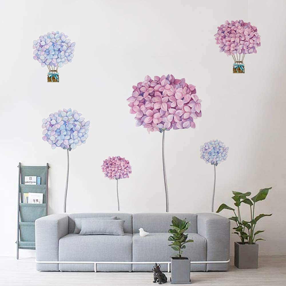 Runtoo Flower Dandelion Wall Decals Hydrangea