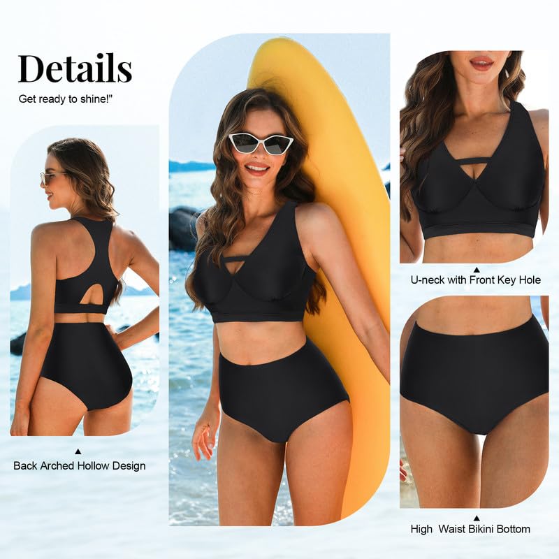 Black Ladies Swimming Bikini Sets