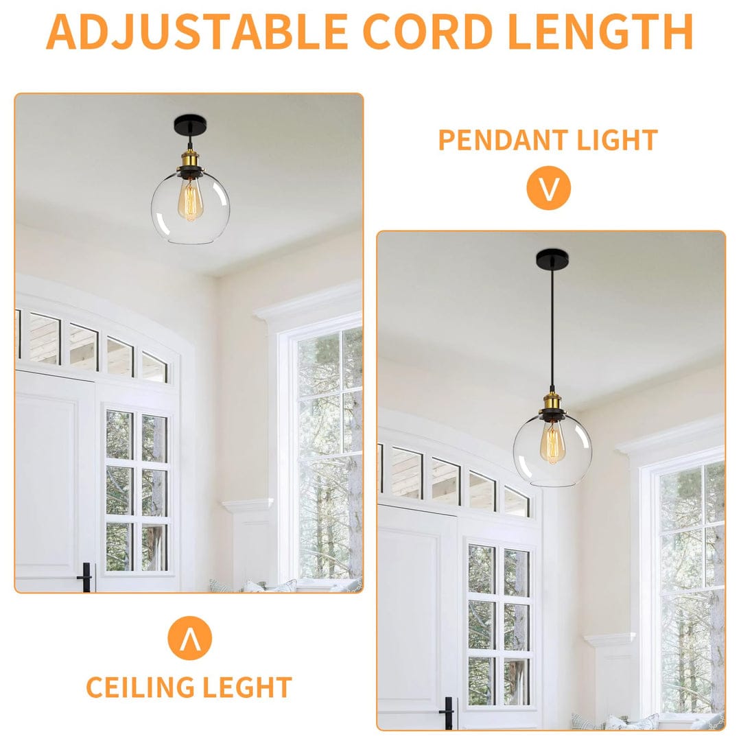 FORCOSO 3PCS Vintage Glass Pendant Light