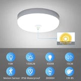 Combuh LED Ceiling Light with Motion Sensor and Twilight Sensor