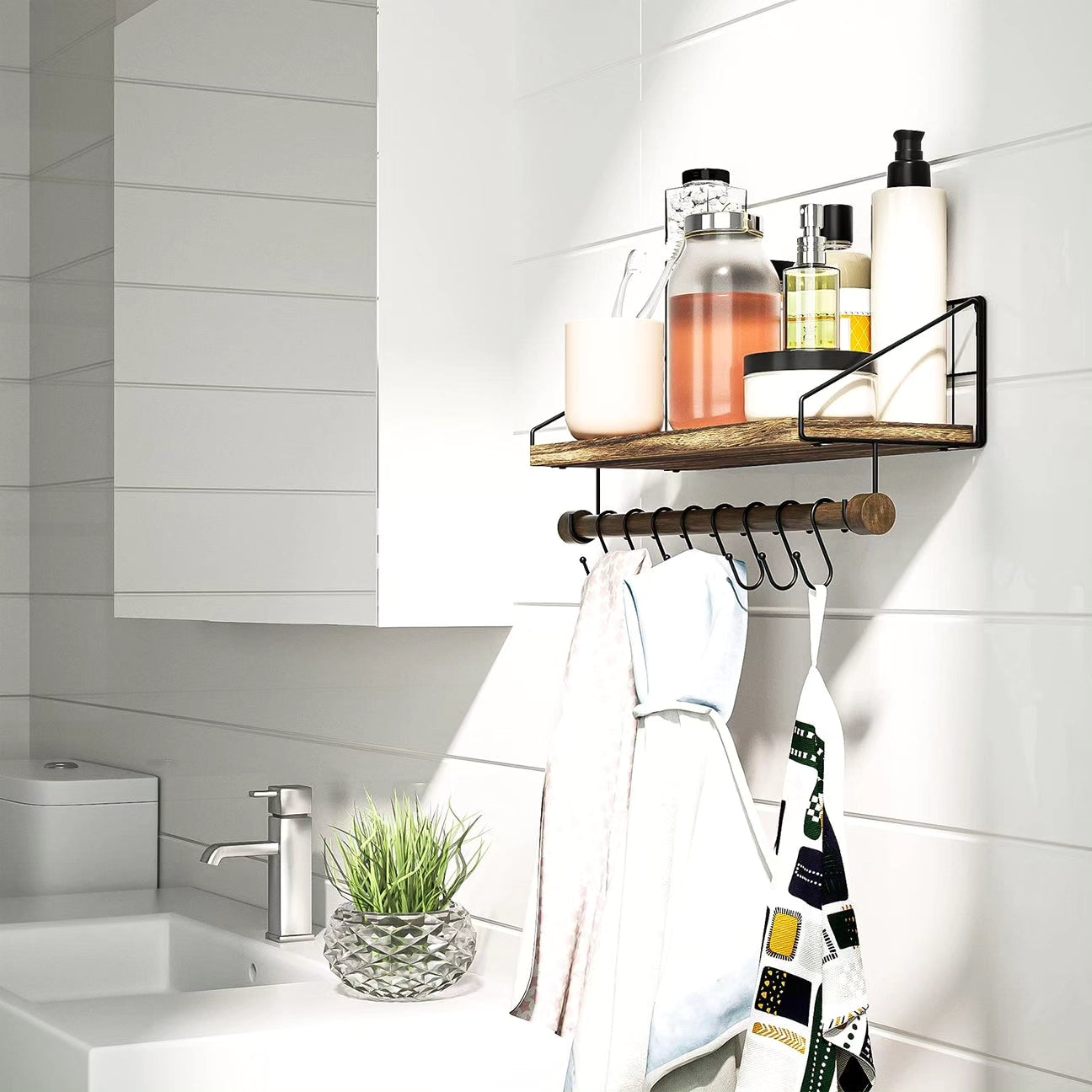 Alsonerbay Floating Shelves Wall Mounted Solid Wood Wall Shelf
