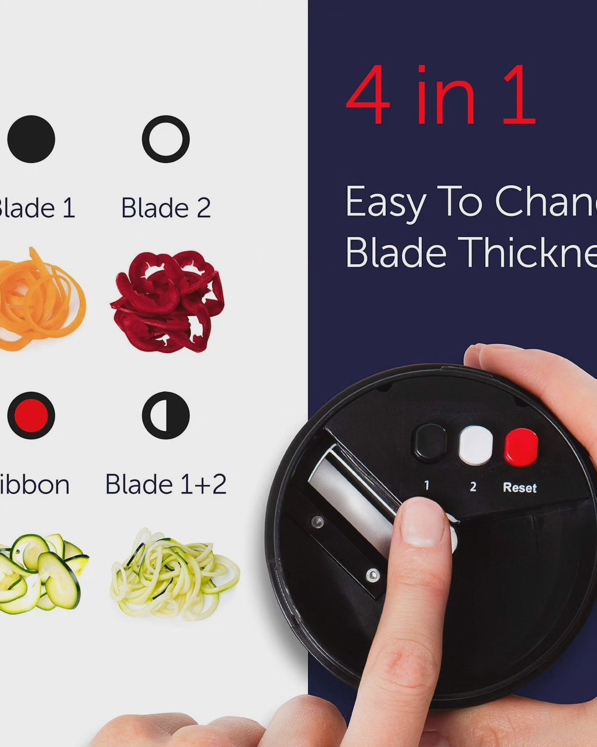 4-in-1 Spiralizer for Vegetables Hand Held with Container