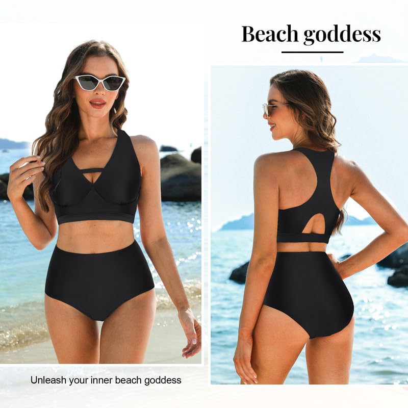 Black Ladies Swimming Bikini Sets