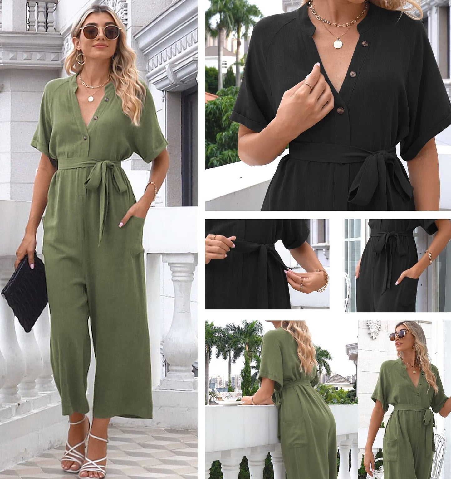 iChunhua Ladies Casual Wide Leg Jumpsuits