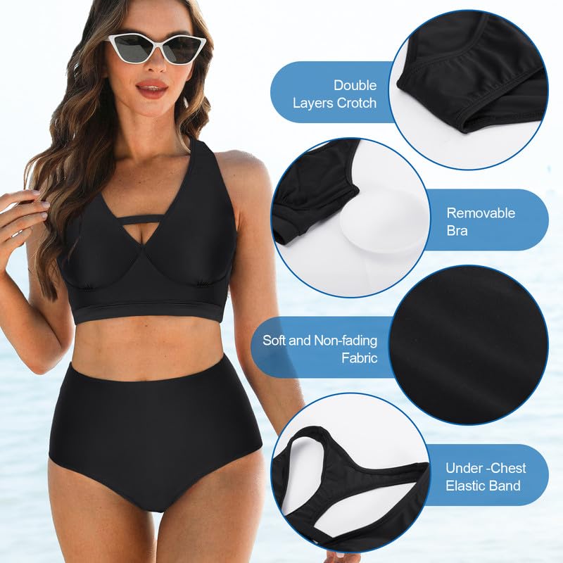 Black Ladies Swimming Bikini Sets