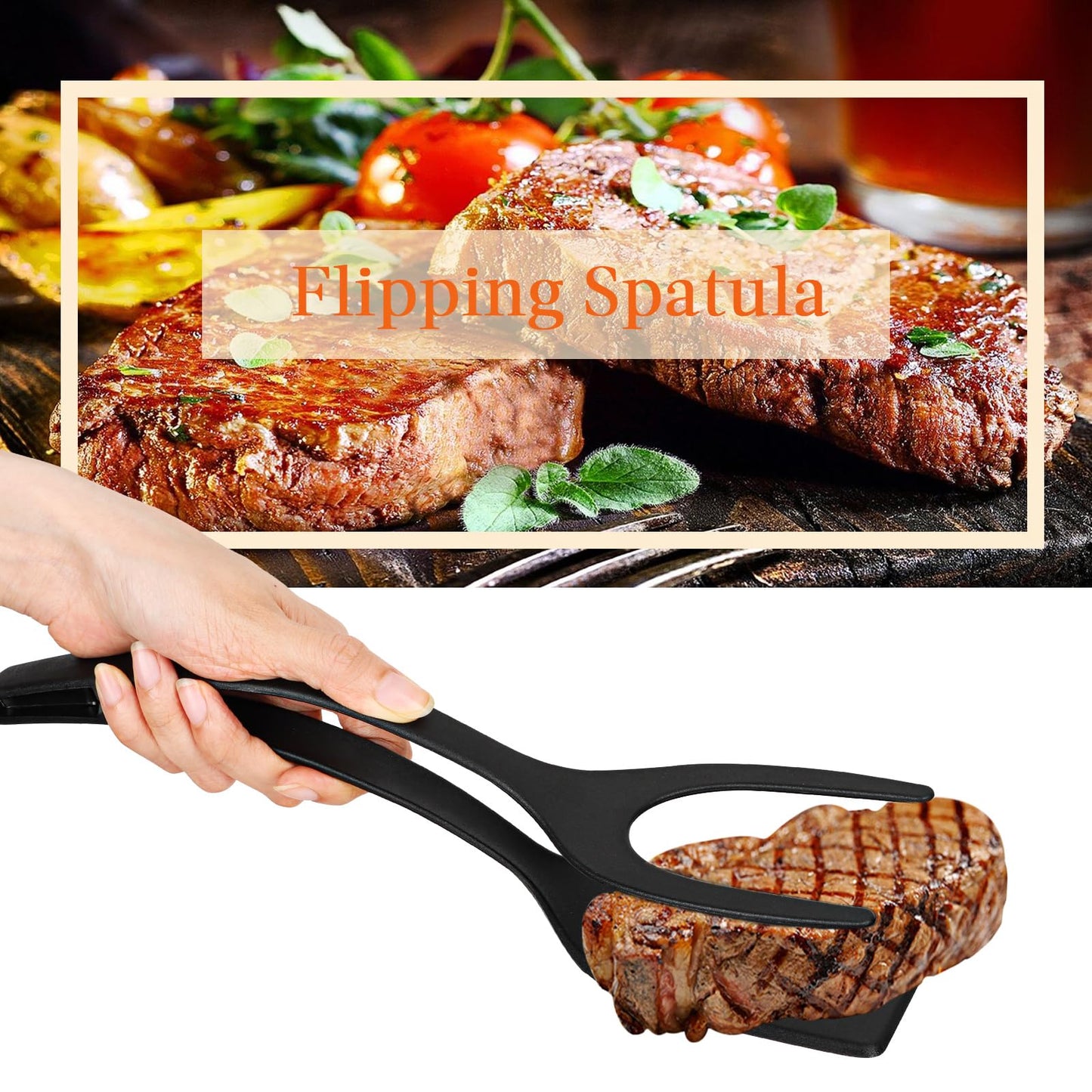 2in1 Grip and Flip Spatula Tongs Egg Flipper