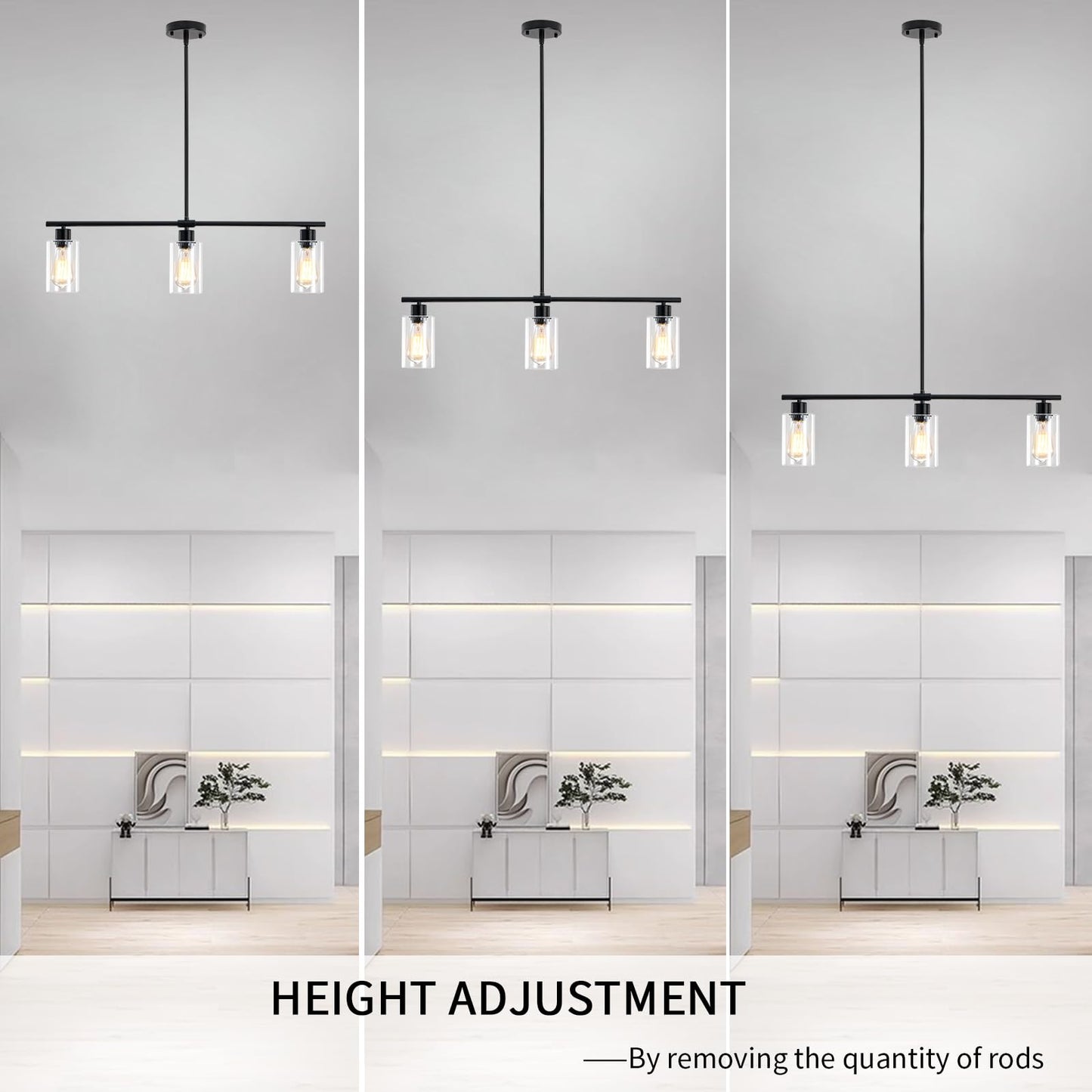 MRHYSWD 3 Lights Glass Pendant Light Fixtures