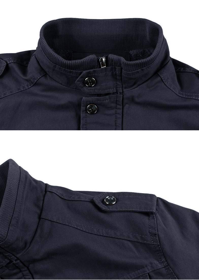 KEFITEVD Men Fleeced Cargo Jacket
