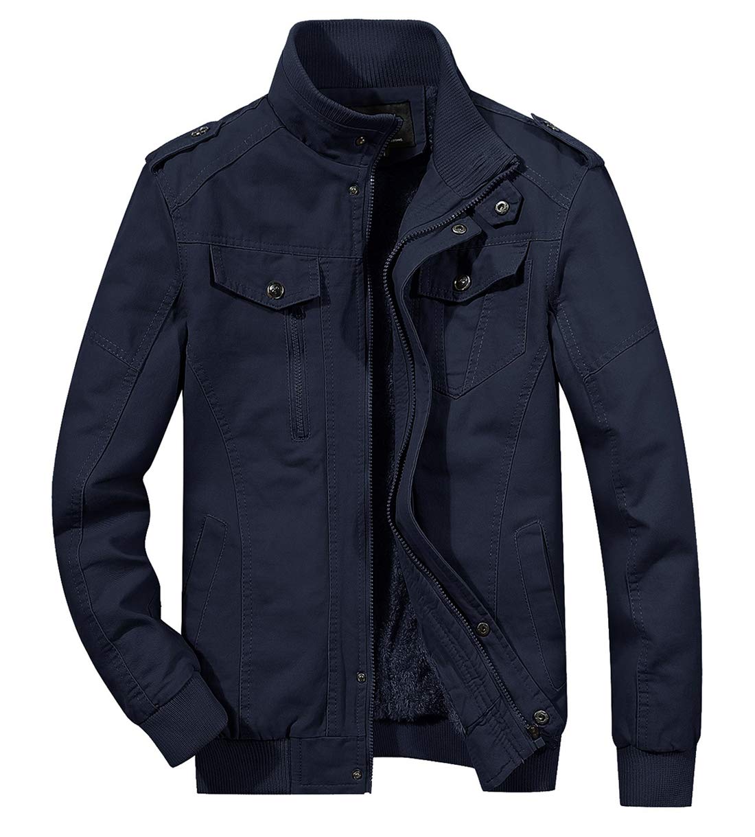 KEFITEVD Men Fleeced Cargo Jacket