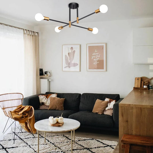 MRHYSWD Industrial Semi Flush Mount Pendant Light. Modern 4 Light Fixture Sputnik