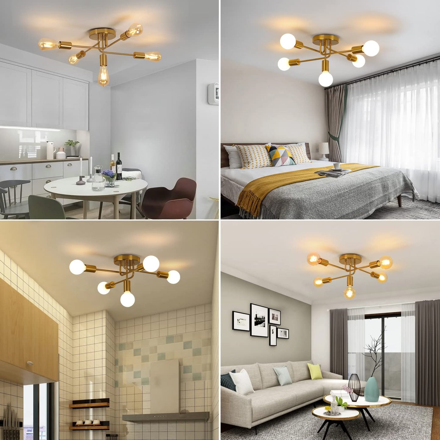 AUA Modern Sputnik Chandelier Ceiling Light