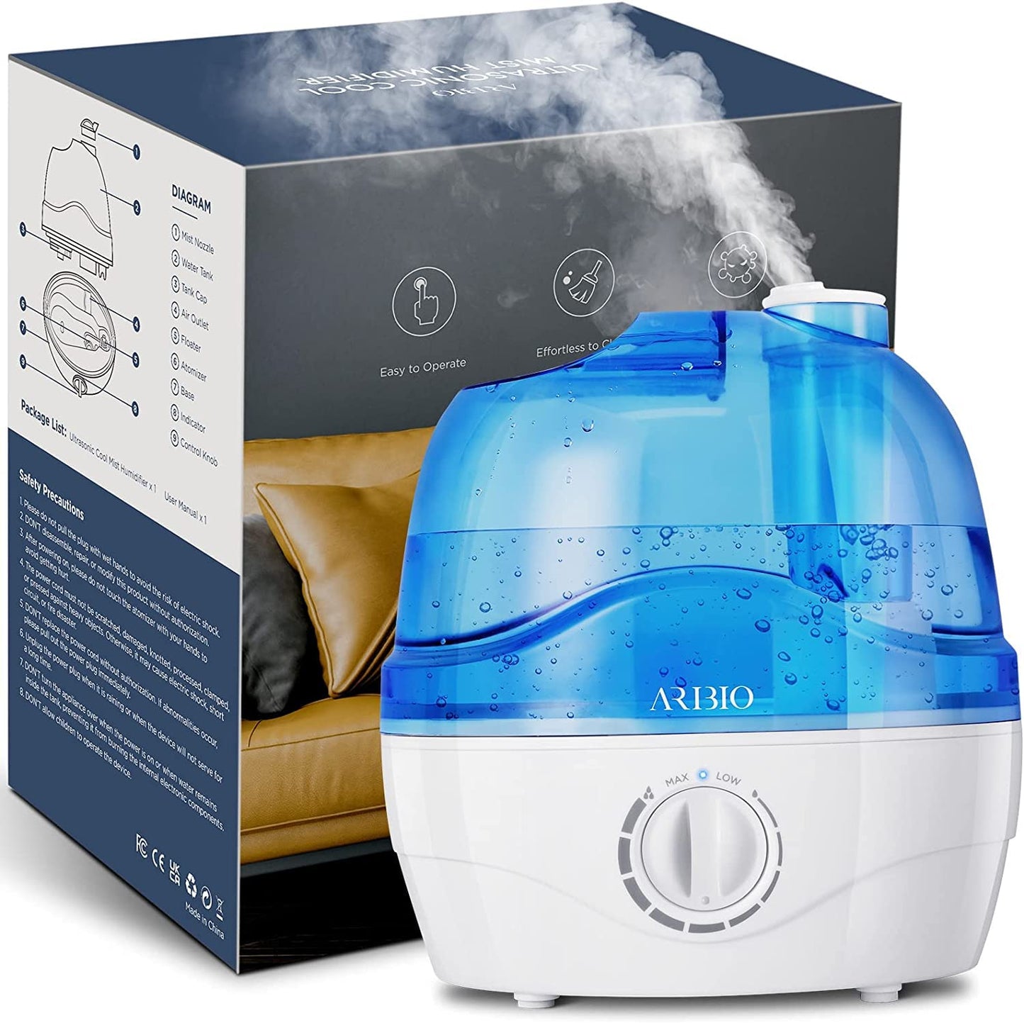 Humidifiers, 2.2L Humidifier for Bedroom Baby Room with 28dB Quiet