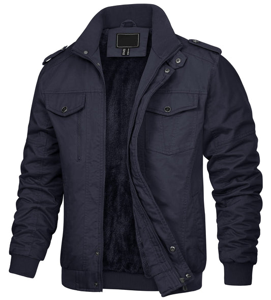 KEFITEVD Men Fleeced Cargo Jacket